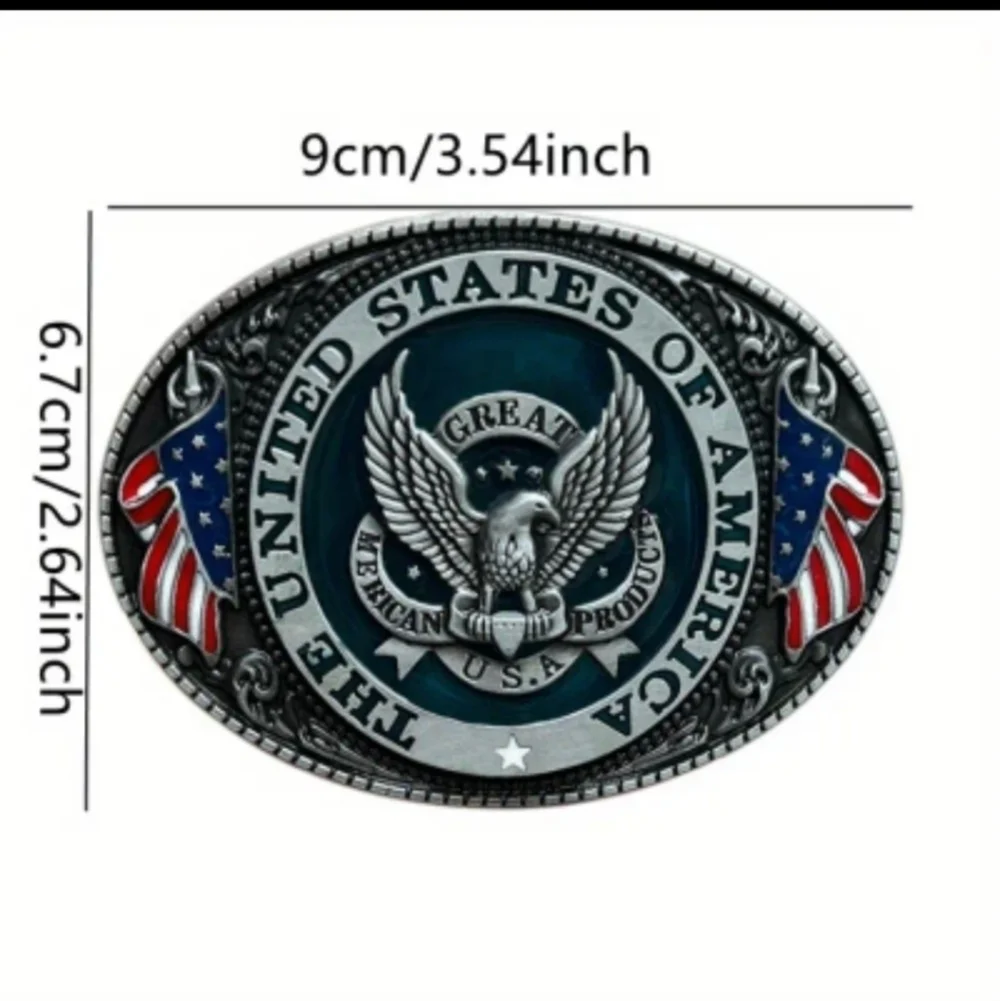 New men's United States of America flag eagle belt buckle patriotic